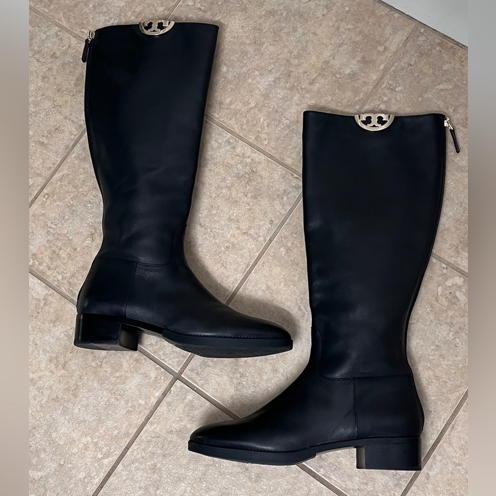 Tory Burch Black Leather Knee-High Boots